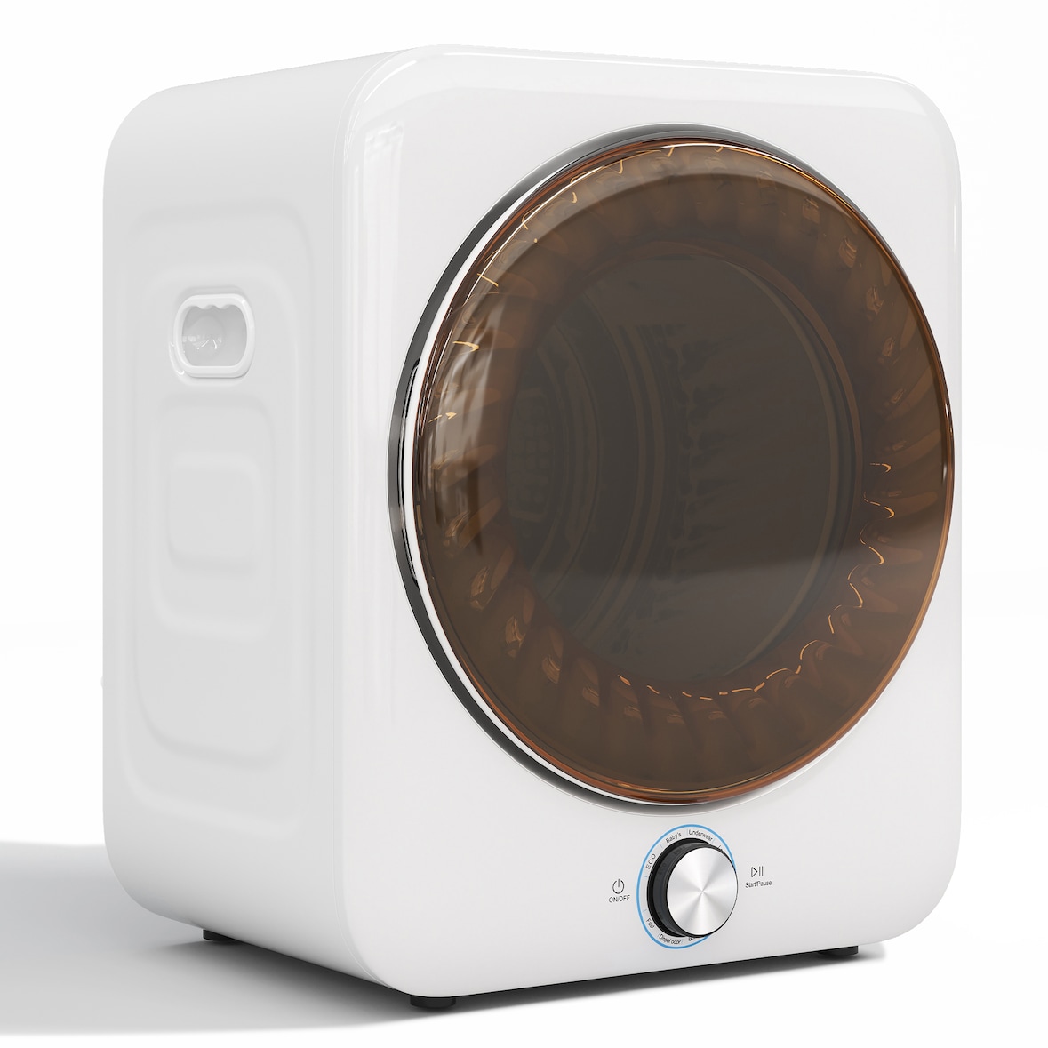 Merax Mini-Ablufttrockner 3 kg, 1350 W, 8 Programme, NTC-Sensor, Edelstahl-Trommel, wandmontierbar, 65 dB, Doppelfilter, 53.5×42×65 cm, Weiß