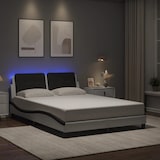 thumbnail of vidaXL Bettgestell mit LED Weiß und Schwarz 140x190 cm Kunstleder