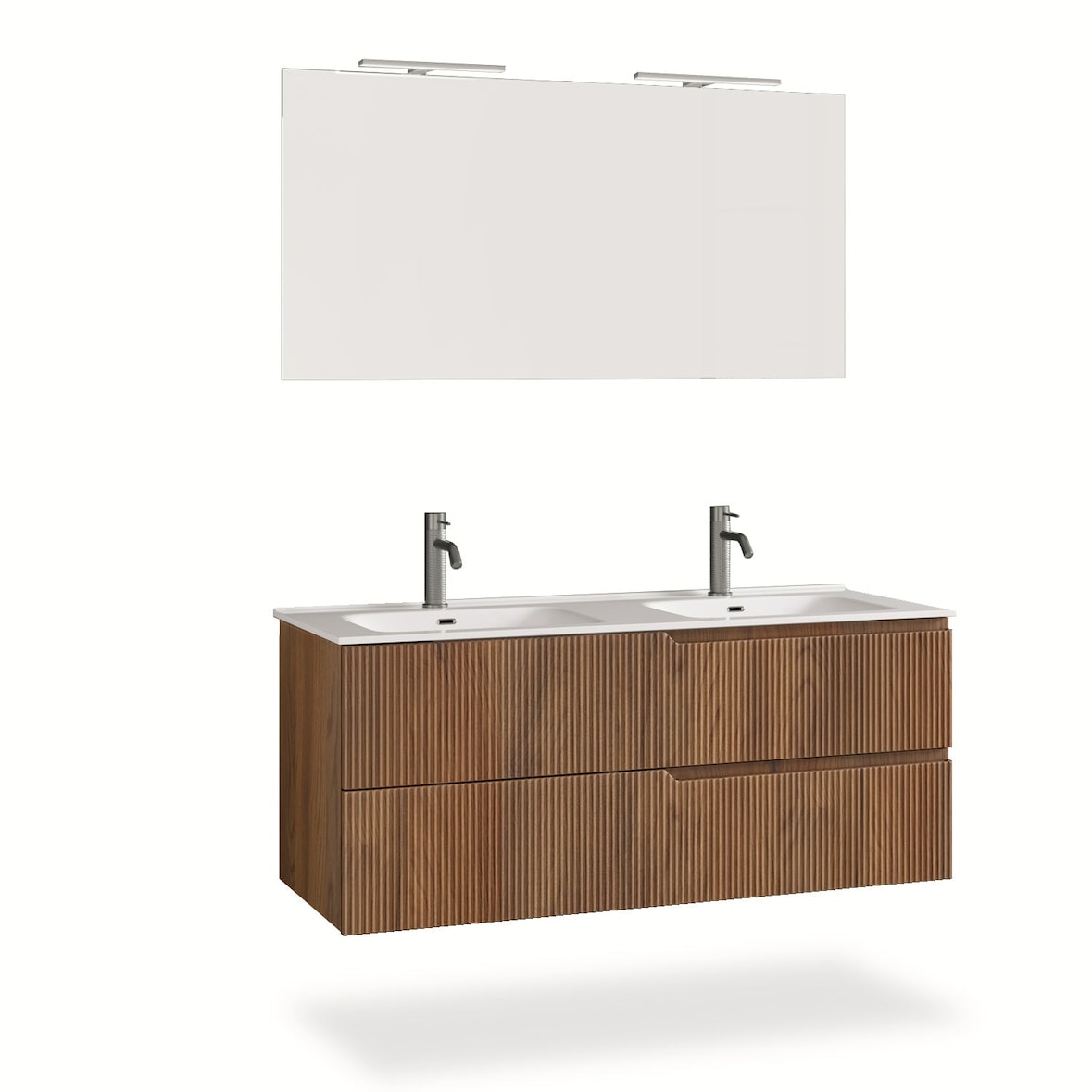 AQA Design Composizione da bagno in MDF doppia vasca 5 pezzi VENERE rovere rio cm. L.121 P.46,5 H.190 MPVE40-RR