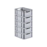thumbnail of PROREGAL 5x Eurobox NextGen Grip mit Scharnierdeckel & schwarzen Verschlüssen | HxBxT 17x30x40cm | 16 Liter | Griffe offen | Glatter Boden