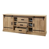 thumbnail of Matelpro - Buffet/bahut style rustique 225 cm coloris chêne Perrine - Moderne & Design -Chêne - Deux étagères intérieures -Types de portes: Coulissant