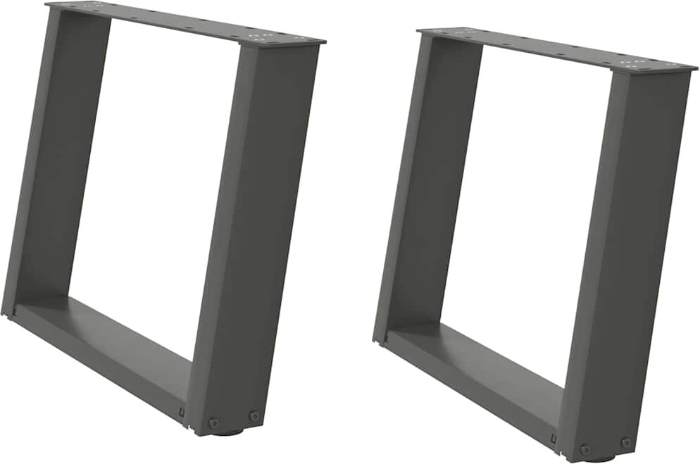 Helloshop26 - Set mit 2 verstellbaren U-förmigen Couchtischbeinen 70 x 42 cm modernes Design anthrazitfarbener Stahl 02_0057058