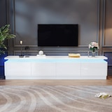 thumbnail of TV Schrank Lowboard 180x34x40 in Weiss Hochglanz mit LED Beleuchtung und 4 Schubladen gebogenes Design fuer 75 Zoll Fernseher