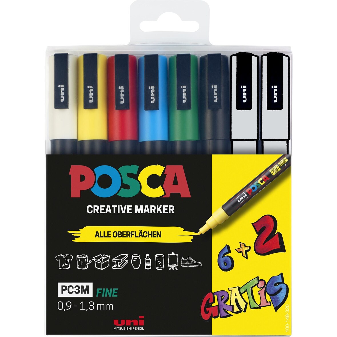 Faber Castell Marker UNI POSCA PC-3M 0,9-1,3 6+2