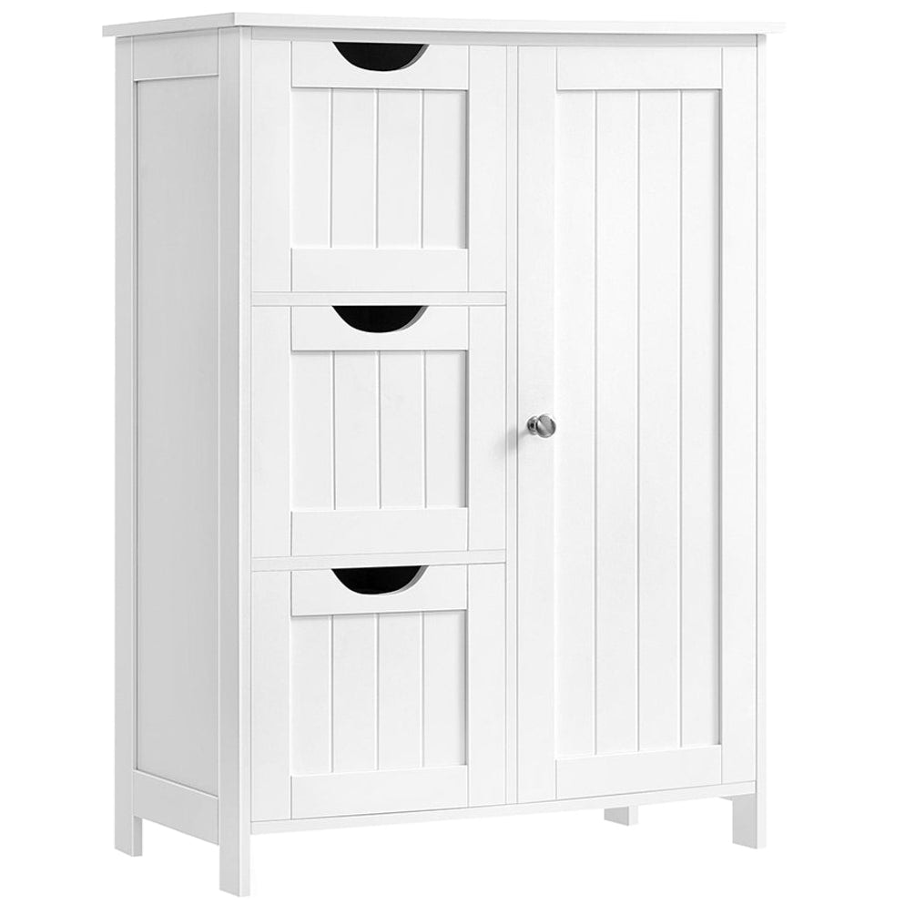 Helloshop26 - Badezimmerschrank Aufbewahrungseinheit mit 3 Schubladen und 1 Schrankfach höhenverstellbarer Einlegeboden 60 x 30 x 12_0006482