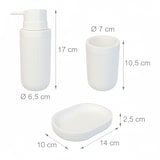 thumbnail of Relaxdays Bad Accessoires, 3-teilig, Seifenschale, Seifenspender, Zahnputzbecher, Polyresin, Bad Zubehör Set, weiß