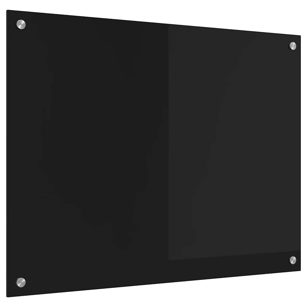 vidaXL Keuken Achterwand Zwart 80 x 60 cm gehard glas