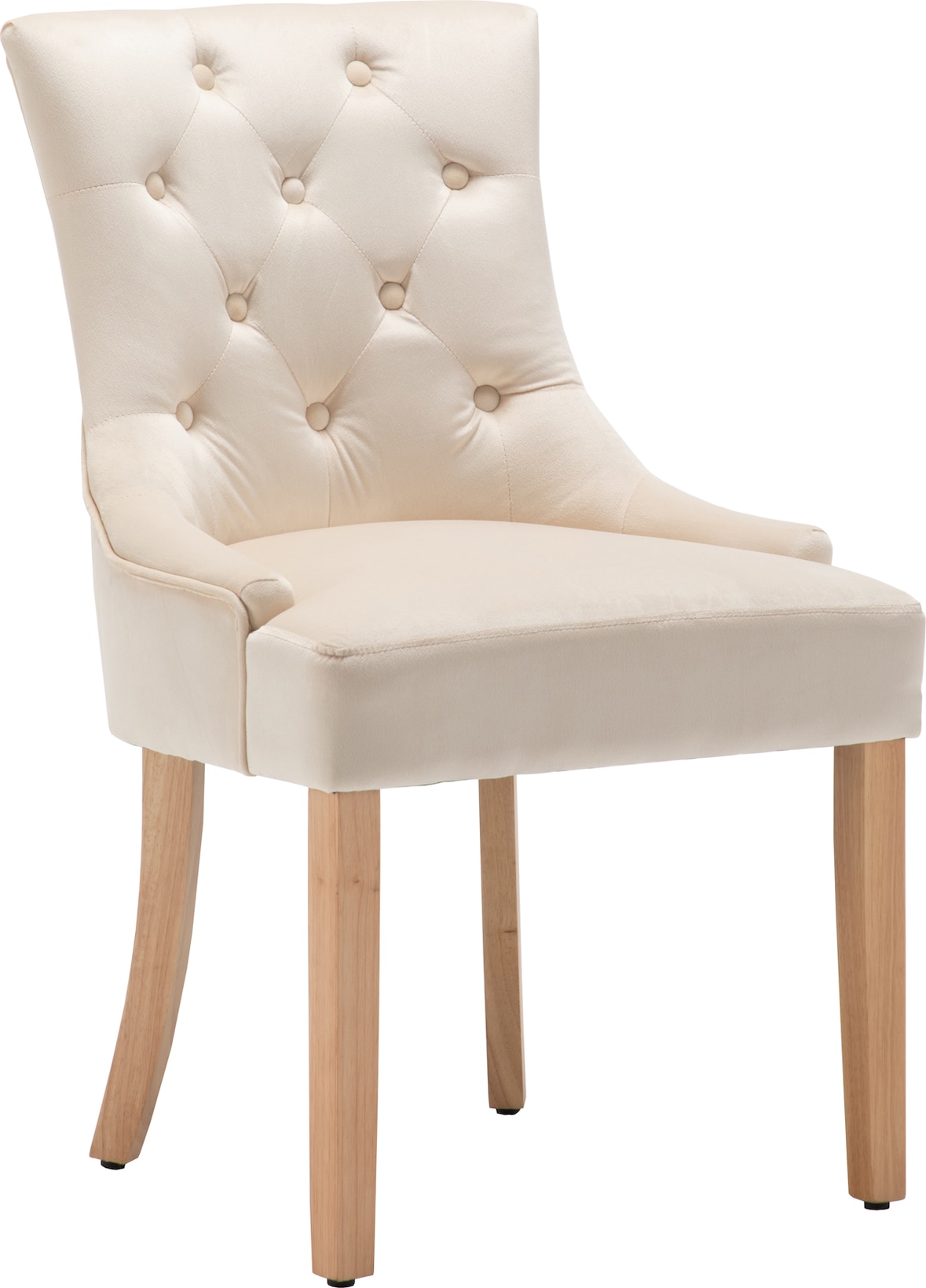 Möbilia Stuhl | 2er Set | Bezug Samt | B 56 x T 63 x H 91 cm | Creme