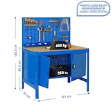 thumbnail of SimonRack Banco de Trabajo Taller, 1210x610 mm, Panel Perforado y Cabina, Capacidad Carga 600 kg, Azul - BT-2