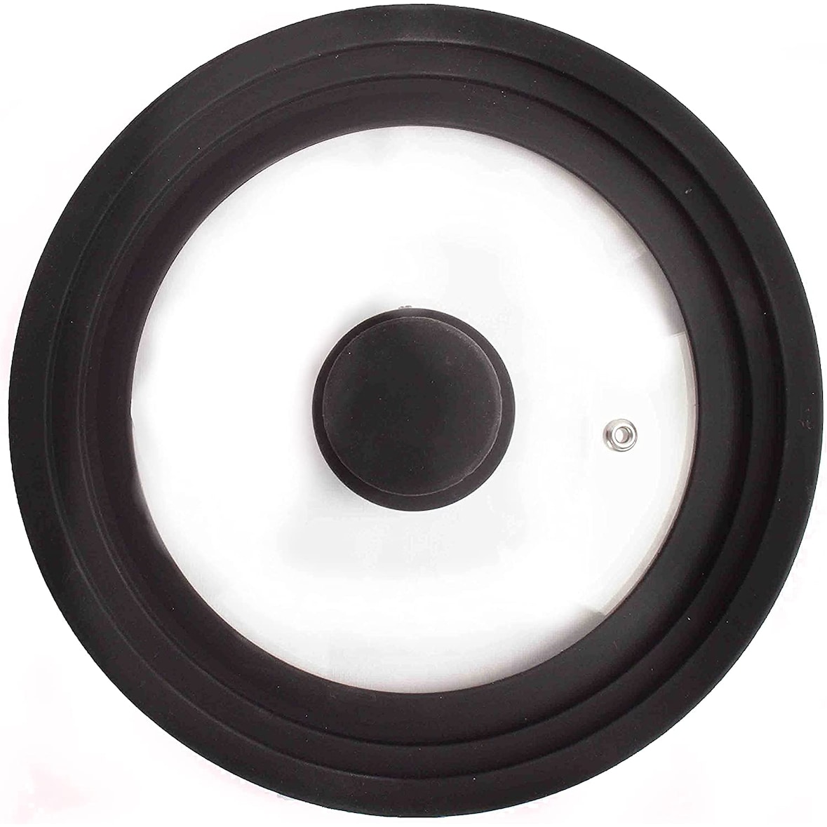 Tapa de sartén, ollas, cacerolas multidiámetro Universal con Borde de Silicona y Cristal con válvula de Vapor – Duroteck