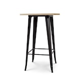 thumbnail of Table de bar "Mange Debout" style industriel en métal noir mat et plateau bois clair - 60x60 cm