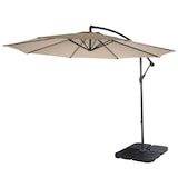 thumbnail of Sombrilla voladiza Acerra, parasol, Ø 3m inclinable, poliéster/acero 11kg ~ arena-beige con soporte