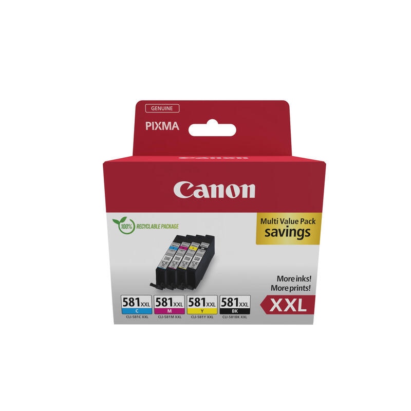 Cartucho De Tinta Original Canon Cli-581Xxl Multipack Alta Capacidad Cian Magenta Amarillo Negro