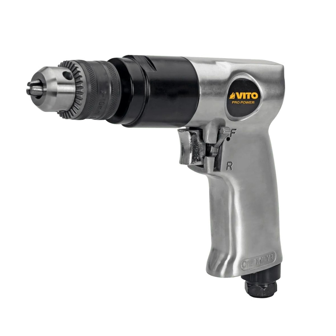 Perceuse pneumatique à air comprimé Foret Ø10 mm Max - 6.2 bar Entraînement 3/8" Conso :142 l/min Vitesse 1800 tr/min VITO