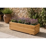 thumbnail of Jardinera rectangular de madera de pino tratada exterior 100x40x35 cm marrón 97 L