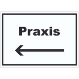 thumbnail of Praxis Aufkleber mit Text und Richtungspfeil links Arzt Gesundheit waagerecht A2 (420x594mm)