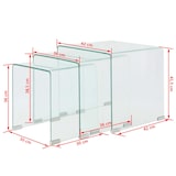 thumbnail of Ensemble de tables gigognes 3 Pièces Verre trempé Transparent Modèle Atlas Line Élite