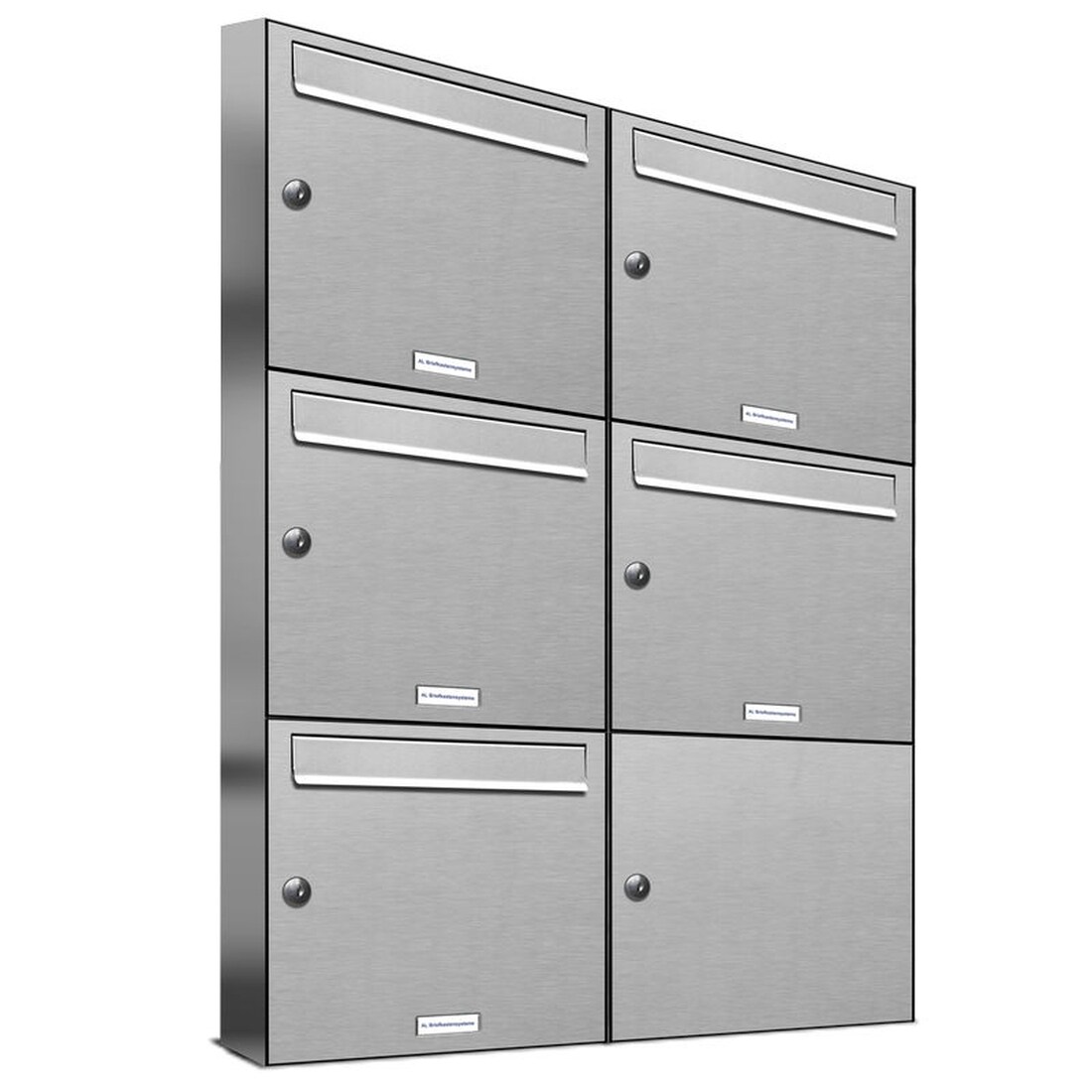 AL Briefkastensysteme 5 Fächer Premium Edelstahl Wand Briefkasten Anlage für Post A4, modern, robust und wetterfest, Artikelnummer: 331V5EA2