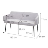 thumbnail of Conjunto de sala de jantar HWC-L13, conjunto de 4 cadeiras + banco Conjunto de sala de jantar Conjunto de sala de jantar, tecido/têxtil ~ branco-creme