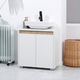 thumbnail of kleankin mueble para debajo del lavabo armario de suelo para baño armario bajo con 2 puertas y almacenamiento interior antivuelco 57x33x60 cm blanco