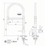 thumbnail of 3 Wege Wasserhahn Küchenarmatur Spültischmischer, Edelstahl Massiv, 360° schwenkbarem Grau Auslauf, abnehmbare 2 strahl Handbrause, Gebürstet
