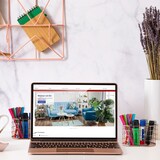 thumbnail of Relaxdays Stiftehalter, 2 Fächer, Pinselhalter Kosmetik, Metall, Stiftebecher Schreibtisch, HBT: 9 x 15 x 8 cm, roségold