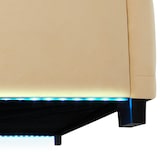 thumbnail of tectake Cama acolchoada com tiras LED e espaço de arrumação 140 x 200 cm bege