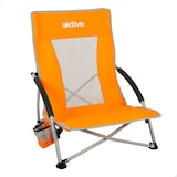 thumbnail of Aktive Silla de playa plegable baja y transpirable naranja c/posavasos