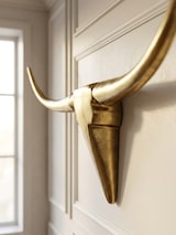 thumbnail of Deko Geweih Bull M WL1.392 Gold 100 cm Aluminium Design Hörner, Wanddekoration Stierkopf Horn Modern, Wandskulptur Geweih-Jagdtrophäe Metall,