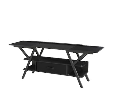 COSTWAY Mueble para TV con luces LED y tomas USB + Type-C, mueble bajo para televisores de 65 pulgadas (negro)