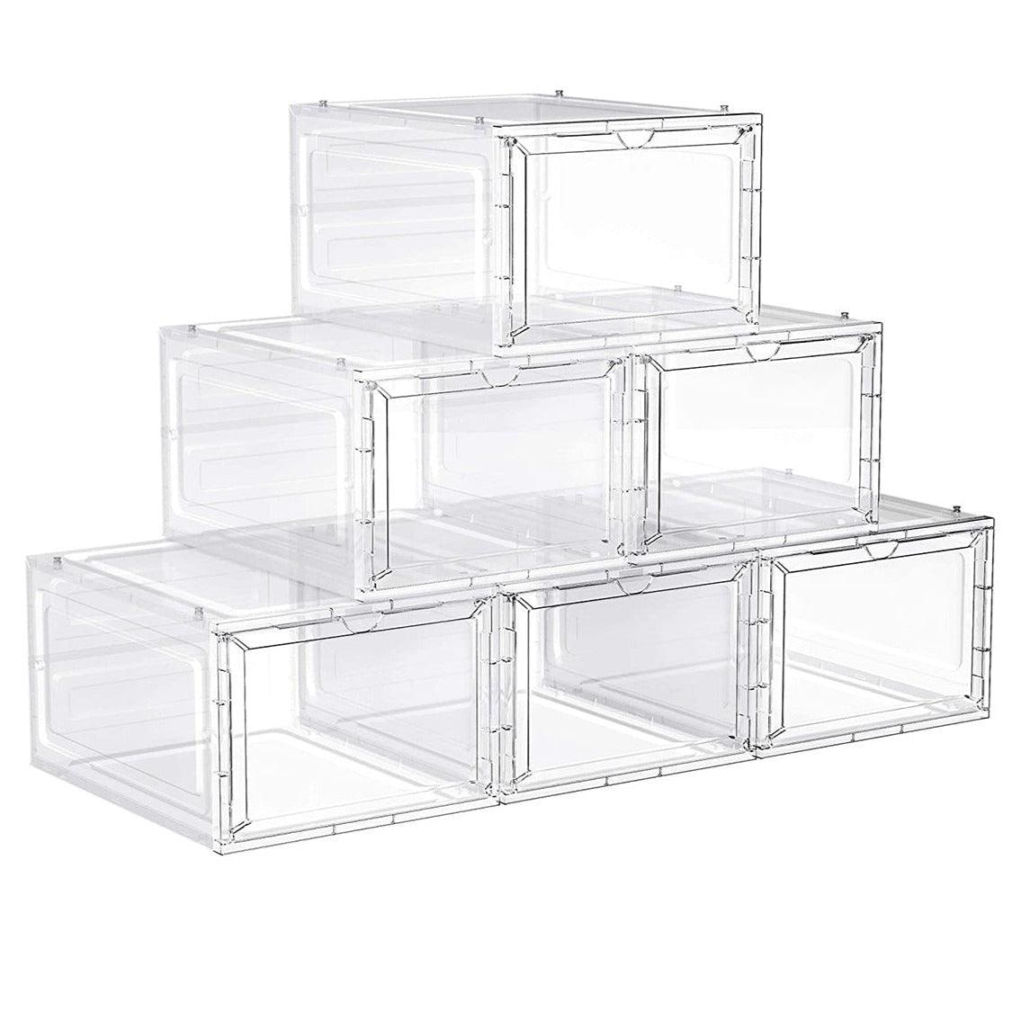 Helloshop26 - Caixas para sapatos conjunto de 6 organizadores com porta de armazenamento de sapatos de plástico empilhável fácil 12_0002636
