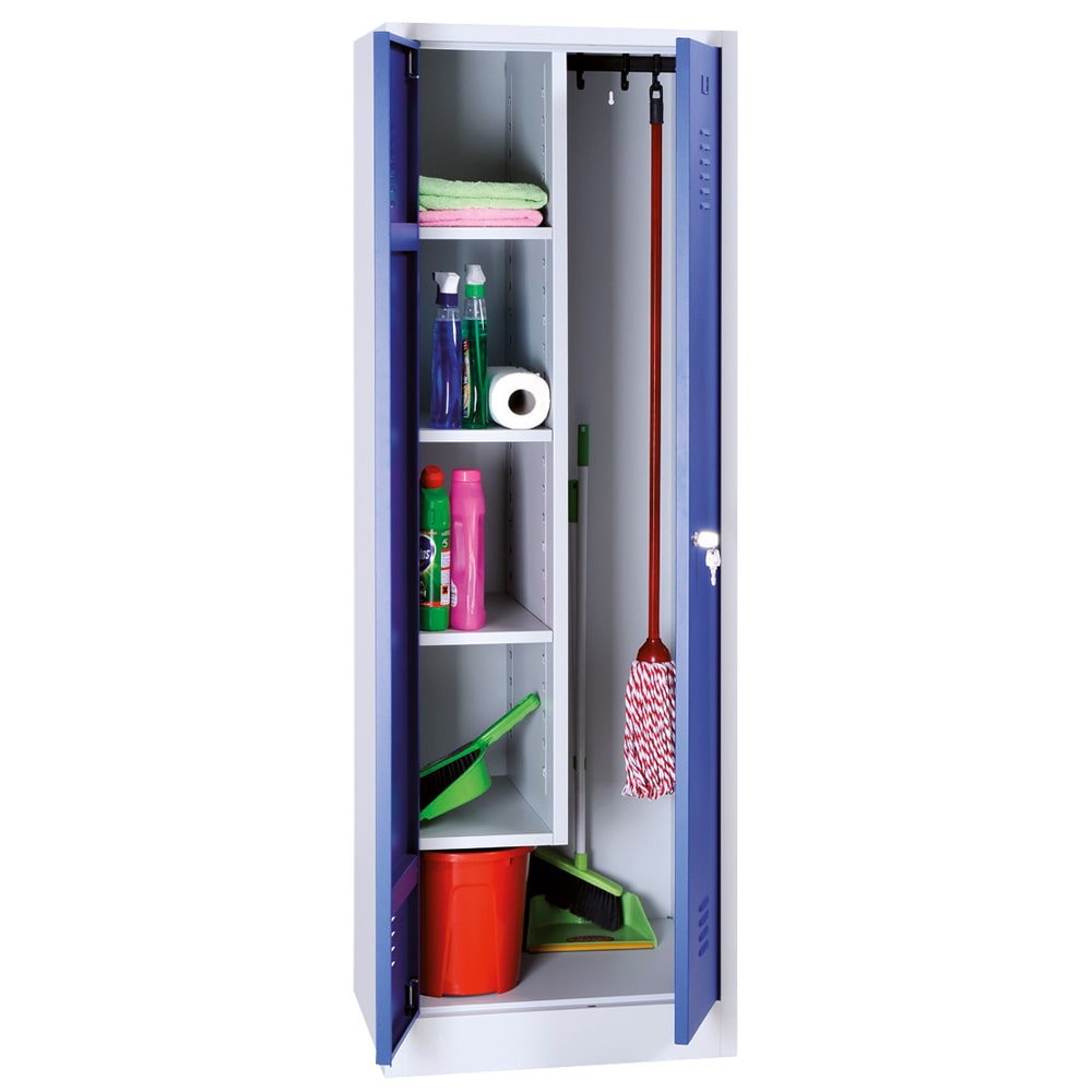 Lüllmann® Geräteschrank, 2 Abteile, 1800 x 600 x500 mm, lichtgrau/enzianblau