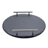 thumbnail of Schiefer Buffet-Platte, Servierplatte, Schieferplatte, Käseplatte 30 cm rund mit Griff naturbelassen