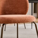 thumbnail of Merax Esszimmerstuhl 2er Set, Chenille orange, Polsterstuhl mit gebogener Rückenlehne, Metallbeine bronze, Küchenstuhl modern