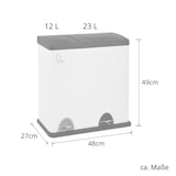 thumbnail of SVITA TC2Combo35 Mülleimer 35 Liter 12+23l Treteimer Trennsystem Küche Weiß