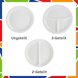 thumbnail of DayBays Plastikteller 2 Geteilt 500 Stk. Weiß Rund Menüteller Plastik Teller 22 cm Einweg Spülmaschinenbeständig