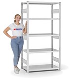 thumbnail of PROREGAL Fachbodenregal Stecksystem | Grundregal | HxBxT 200x100x50cm | 5 Ebenen | Fachlast 330 kg | Beidseitig nutzbar | Lichtgrau