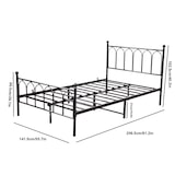 thumbnail of Einzelbettgestell 140x200 Metallbett Stahlrahmen stabil 150kg belastbar Kopfteil Muster Anti-Rutsch Anti-Lärm Bettgestell für Gästezimmer Schwraz