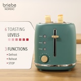 thumbnail of Briebe Nordic Conjunto de Torradeira de Pão com Fenda Larga, 2 Fatias + Chaleira Elétrica 1,7L sem Fio, sem BPA, SKT1167GRE, Verde, 2200W