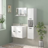 thumbnail of Muebles de baño con lavabo y espejo columna de baño conjunto de muebles de baño de pared de 3 piezas estilo moderno blanco
