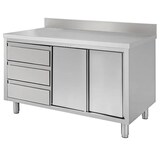 thumbnail of Tavolo 200x70x85 acciaio inox 430 armadiato alzatina cassetti ristorante RS4580