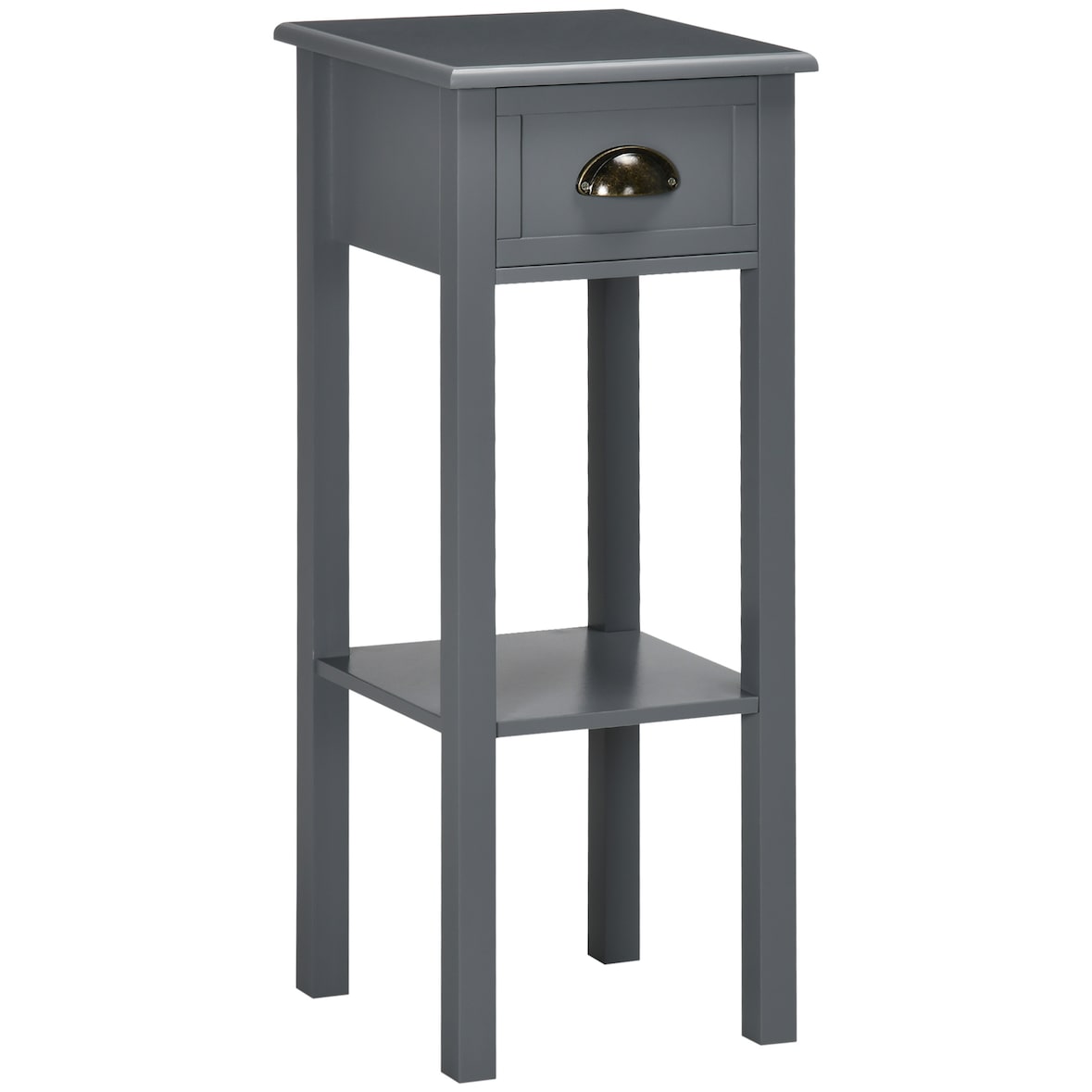 HOMCOM mesa auxiliar estilo moderno mesita auxiliar con cajón y estante de almacenamiento para sala de estar dormitorio 30x30x75 cm gris