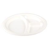 thumbnail of 50x Teller 3-geteilt aus Bagasse, naturweiß, rund Ø26cm, 50Stk. 