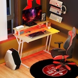 thumbnail of HOMCOM mesa gaming con luces LED 100x60 cm escritorio gaming con tomas de corriente soporte para monitor estantes y control remoto natural
