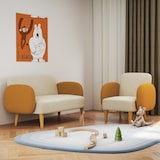 thumbnail of HOMCOM sillón de salón nórdico butaca para dormitorio con reposabrazos y patas de madera sofá individual carga 120 kg para oficina beige y ocre