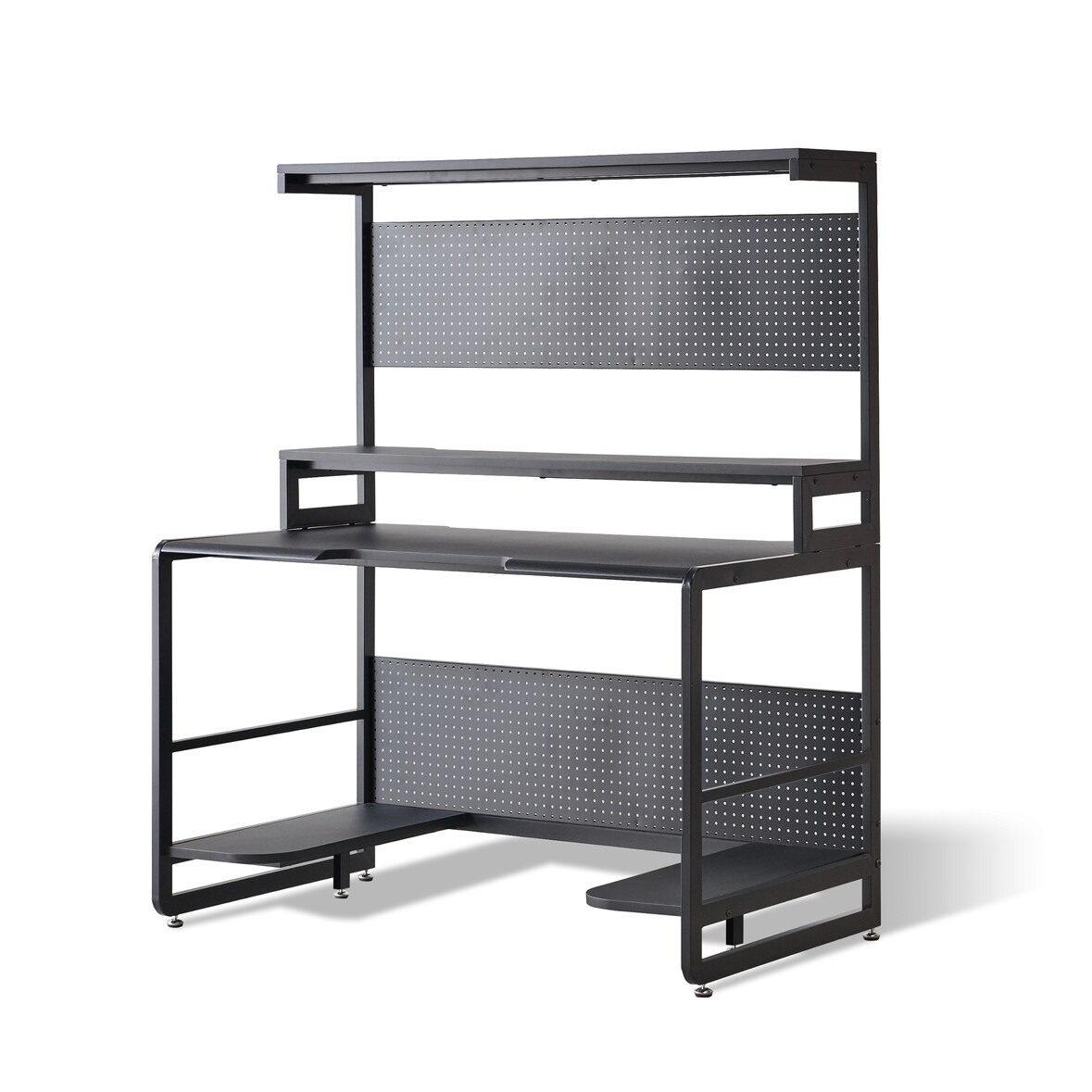 Möbilia Schreibtisch | mit Ablagen und Obergestell | MDF und Metallgestell | B 120 x T 70 x H 148 cm | 12020093 | Serie SCHREIBTISCH