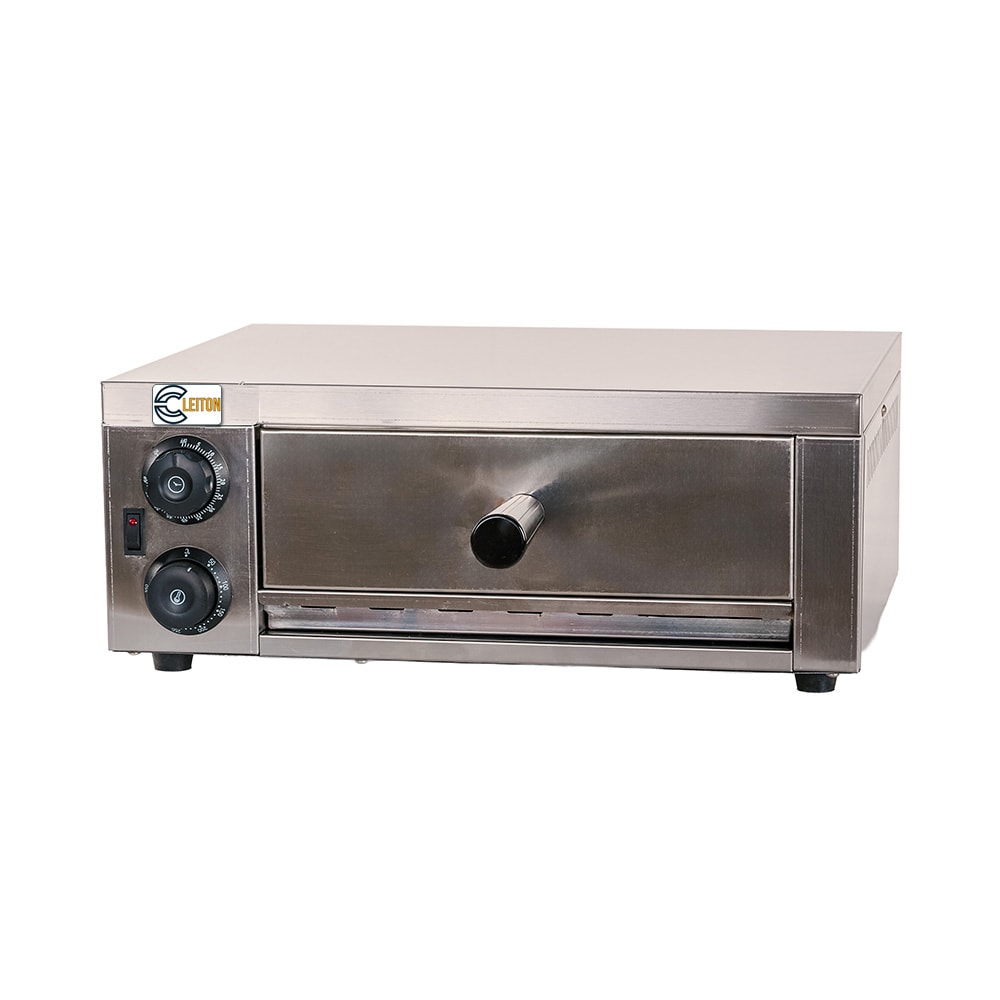 Cleiton® Horno de Pizza Compacto Simple Eléctrico de 1 Pizza de 30 cm Sobremesa en acero inox con Calentamiento Rápido | Temperatura 350°C - 1600 W