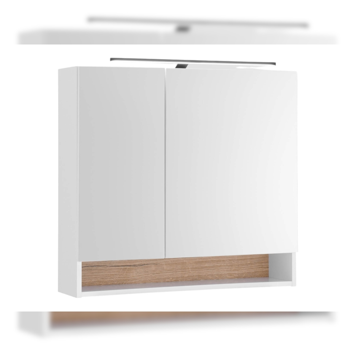 moebel-dich-auf Badezimmer Spiegelschrank 80 cm Badmöbel ASPEN Weiß matt