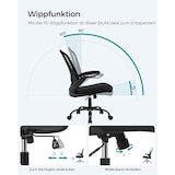 thumbnail of Bürostuhl mit Netzbespannung, klappbare Armlehnen, große Sitzfläche, gepolsterte Lendenstütze, Wippfunktion, bis 120 kg belastbar, schwarz