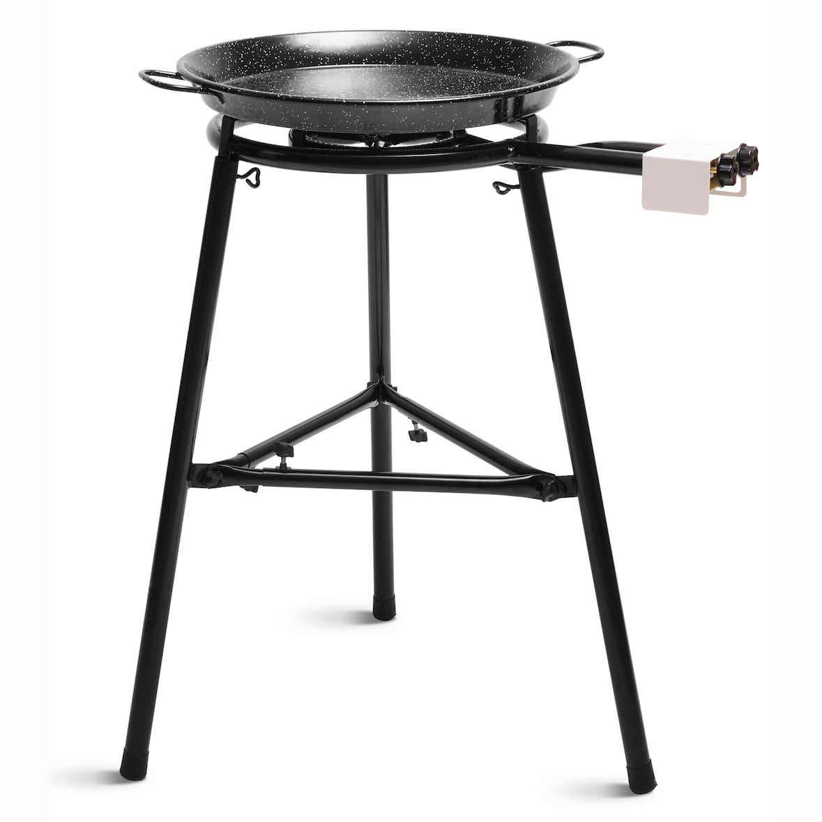 Briebe Set Doppio Bruciatore a Gas 40-20 cm +Padella per Paella 46 cm +Supporto 3 Gambe, MEDIUM